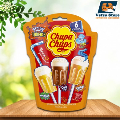 Kẹo Chupa Chups Fizzy Drinks 90g (Bịch 6 cây)